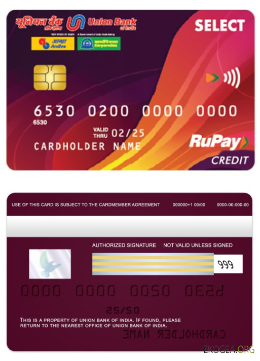 Carte de crédit RuPay de l'Union Bank indienne